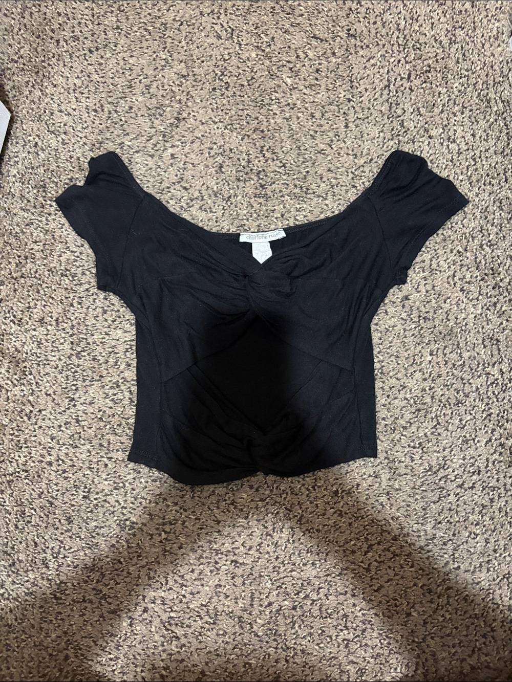 Charlotte Russe Black Twist-Front Crop Top